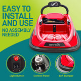 360 Degree Rotating Bumper Car with Adjustable Belt and Controls in Red