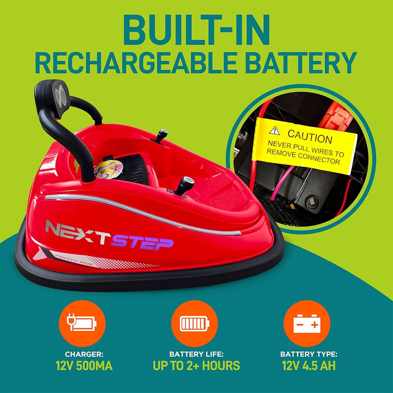 360 Degree Spinning Bumper Car with Adjustable Belt and Controls, Red