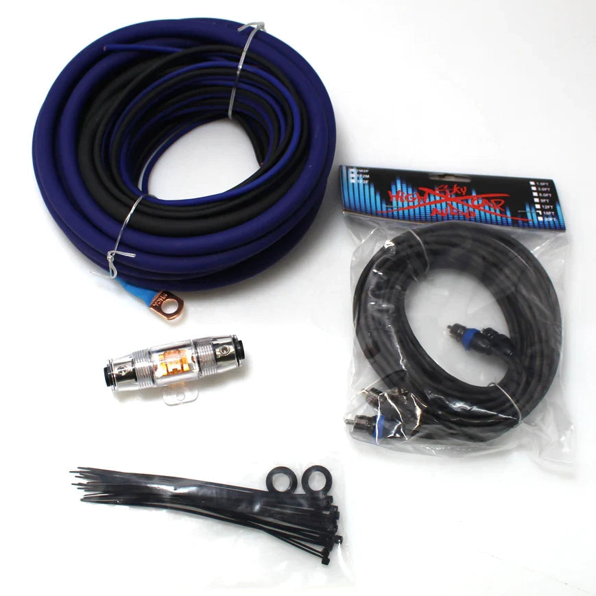 Sky High Car Audio 100% Copper OFC Amplifier Installation Kit 4GA Blue Power Black Ground Sky High Car Audio