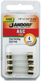 Jandorf Fast Acting 250 Volt 4 Amp Fuse #60631 Jandorf