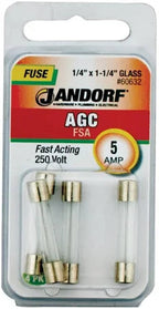 Jandorf Fast Acting 250 Volt 5 Amp Fuse #60632 Jandorf