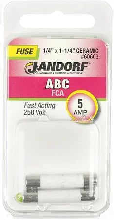 Jandorf Fast Acting 250 Volt 5 Amp Fuse #60603 Jandorf