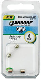 Jandorf Fast Acting 125 Volt 6 Amp Fuse #60688 Jandorf