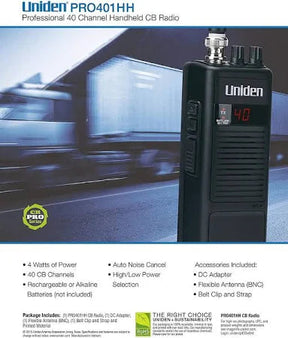 Uniden PRO401HH Handheld CB Radio TekShack