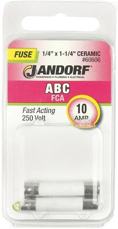 Jandorf Fast Acting 250 Volt 10 Amp Fuse #60606 Jandorf