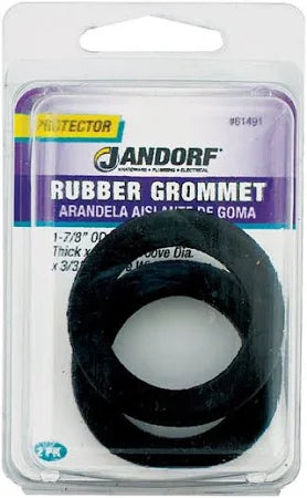Jandorf  Grommet, 1-1/4 in ID, 1-7/8 in OD, Rubber, Black, 3/8 in Thick Panel 2pk #61491 Jandorf