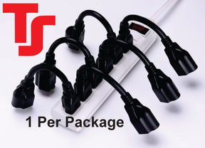 Short Power Extension Cord 8" – 16AWG 13A Black 3-Prong (1 Pack) TekShack