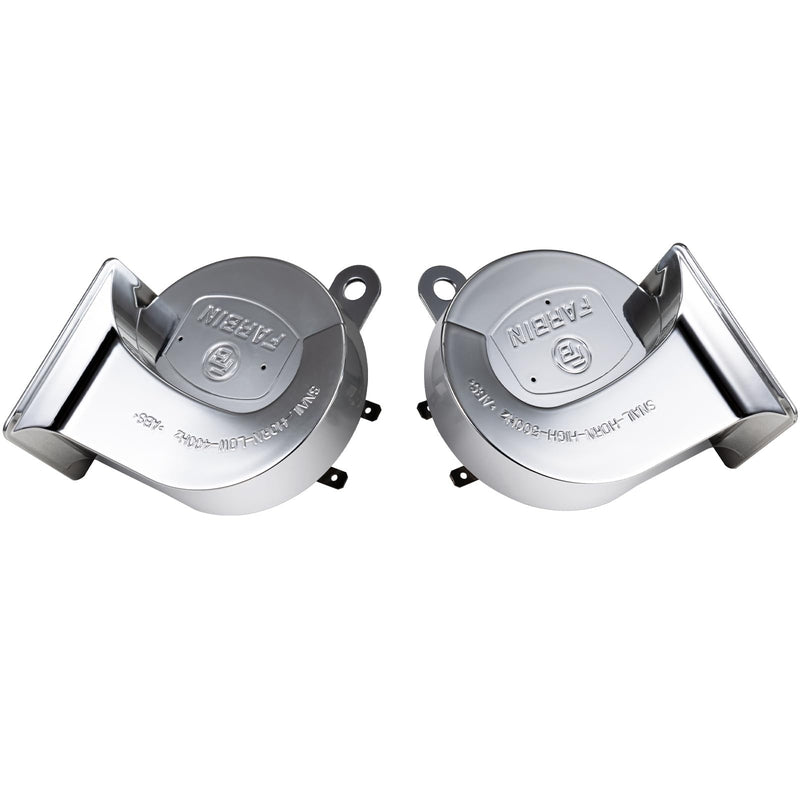 Chrome Silvery Snail Horn with 130dB Loud Dual Electric Car and Train Sounds