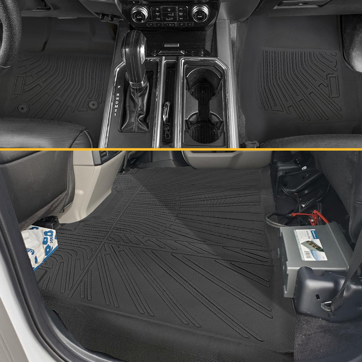 Trucktok 2015-2025 Ford F150 / F-150 Lightning SuperCrew Cab Without Seat Storage All-Weather TPE Floor Mats TruckTok