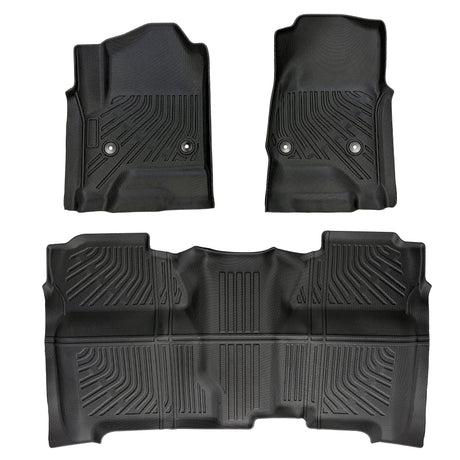 Trucktok Silverado Sierra 2014-2018 1500 & 2015-2019 2500HD 3500HD Crew Cab All-Weather TPE Floor Mats TruckTok