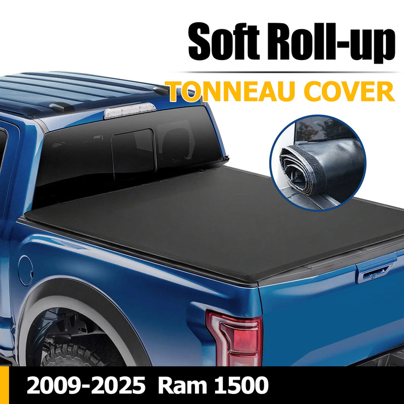 Trucktok 2009-2025 Dodge Ram 1500 5.7FT Soft Top Roll-up Tonneau Cover Truck Bed