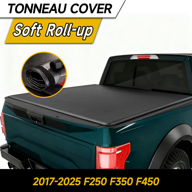 Trucktok 2017-2025 Ford F250 F350 Super Duty 6.8FT Soft Roll Up Tonneau Cover Truck Bed