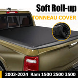 Trucktok 2003-2024 Dodge Ram 6.4FT Soft Top Roll-up Tonneau Cover Truck Bed TruckTok