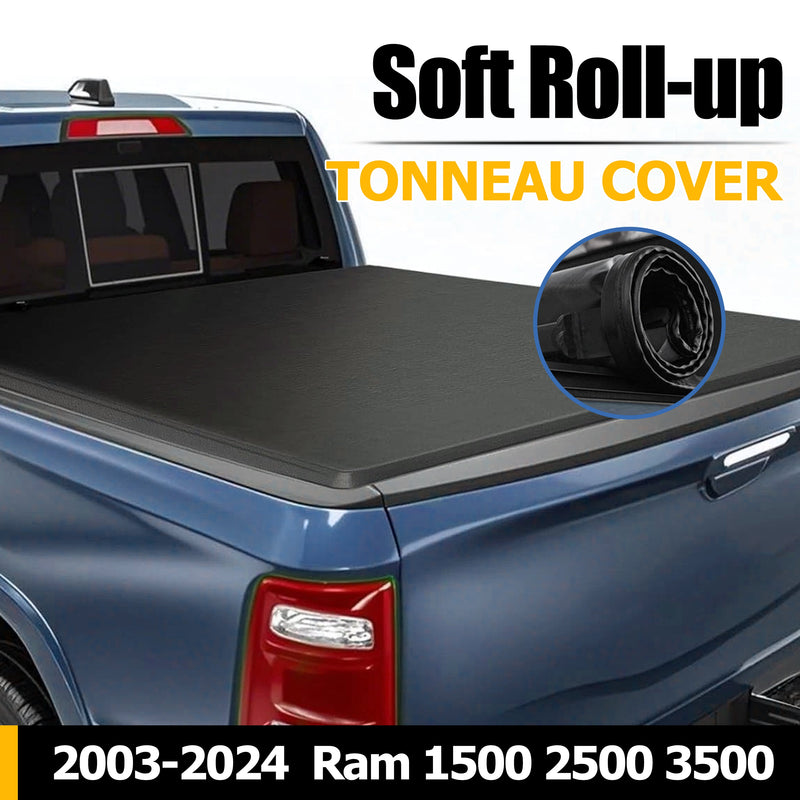 Trucktok 2003-2025 Dodge Ram 8FT Soft Top Roll-up Tonneau Cover Truck Bed