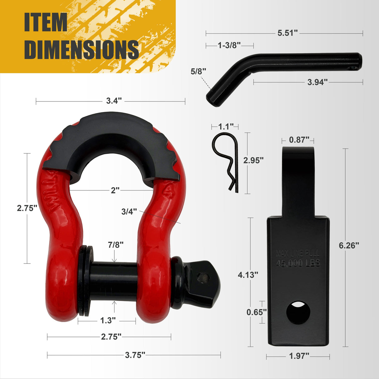 Trucktok 2" Hitch Receiver 38,500 lbs Strength with D-Ring & Pin TruckTok