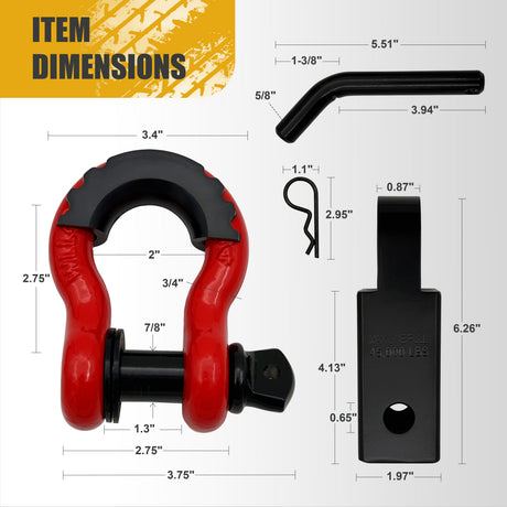 Trucktok 2" Hitch Receiver 38,500 lbs Strength with D-Ring & Pin TruckTok