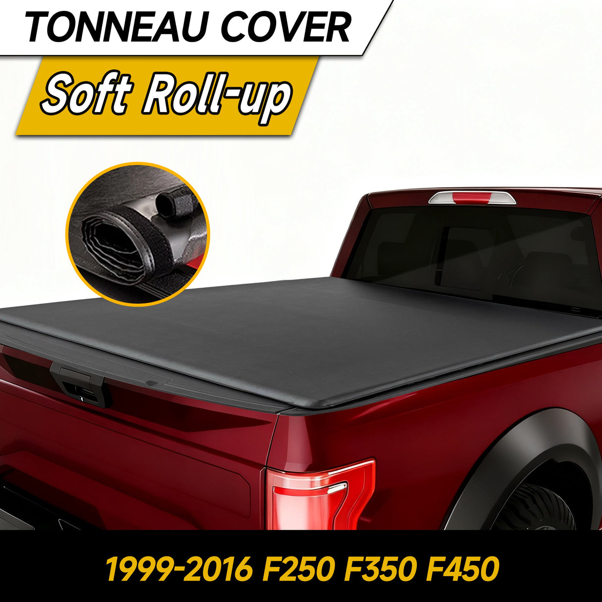 Trucktok 1999-2016 Ford F250 F350 Super Duty 8FT Soft Roll Up Tonneau Cover Bed TruckTok