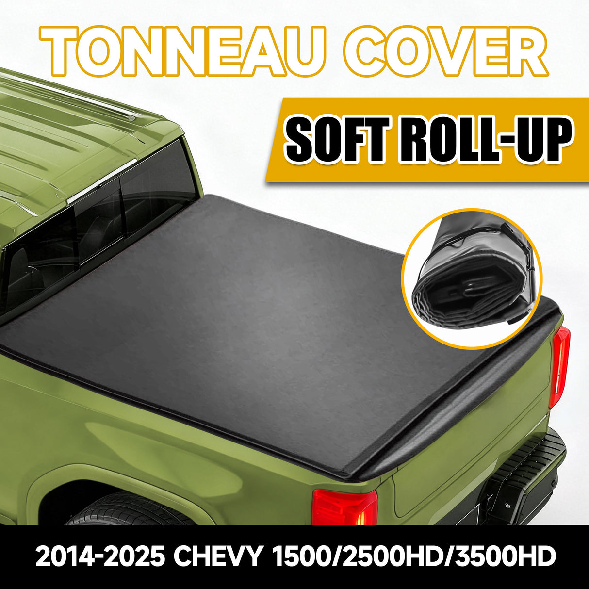 Trucktok 2014-2025 Chevy Silverado Sierra 8FT Soft Roll Up Tonneau Cover Bed TruckTok