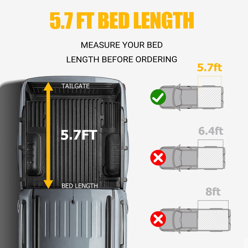 Trucktok 2009-2025 Dodge Ram 1500 5.7FT Soft Top Roll-up Tonneau Cover Truck Bed