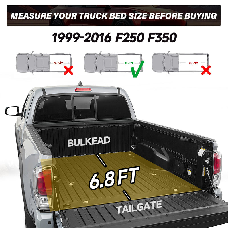 Trucktok 1999-2016 Ford F250 F350 Super Duty 6.8FT Soft Roll Up Tonneau Cover Truck Bed