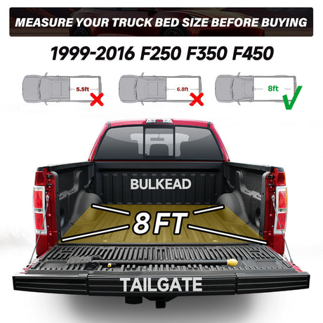 Trucktok 1999-2016 Ford F250 F350 Super Duty 8FT Soft Roll Up Tonneau Cover Bed TruckTok