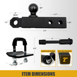 Trucktok 2" Hitch with Ball 50,600 lbs Strength & Shackle Key Lock TruckTok