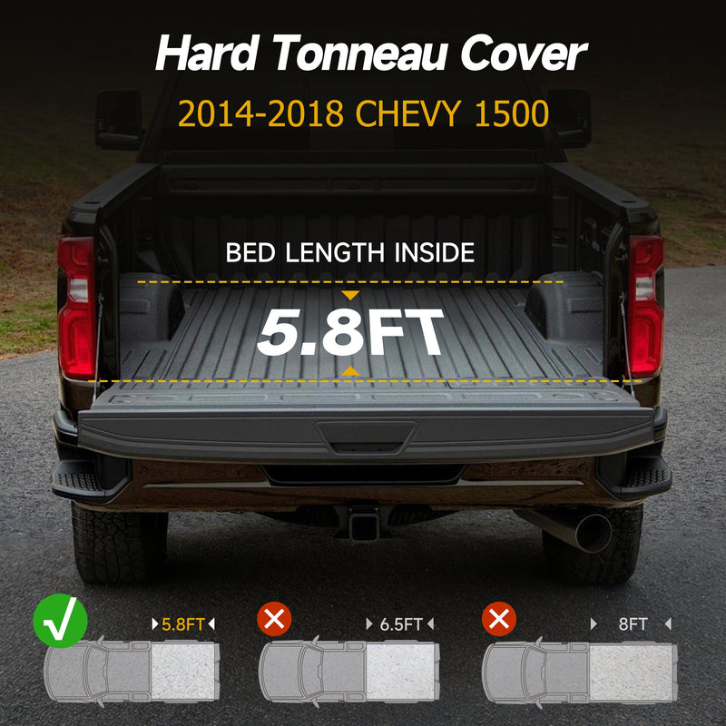 Trucktok 2014-2018 Chevy Silverado Sierra 5.8FT Soft Roll Up Tonneau Cover Bed