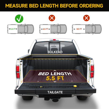 Trucktok 2015-2025 Ford F150 5.5FT Soft Roll Up Tonneau Cover Truck Bed TruckTok