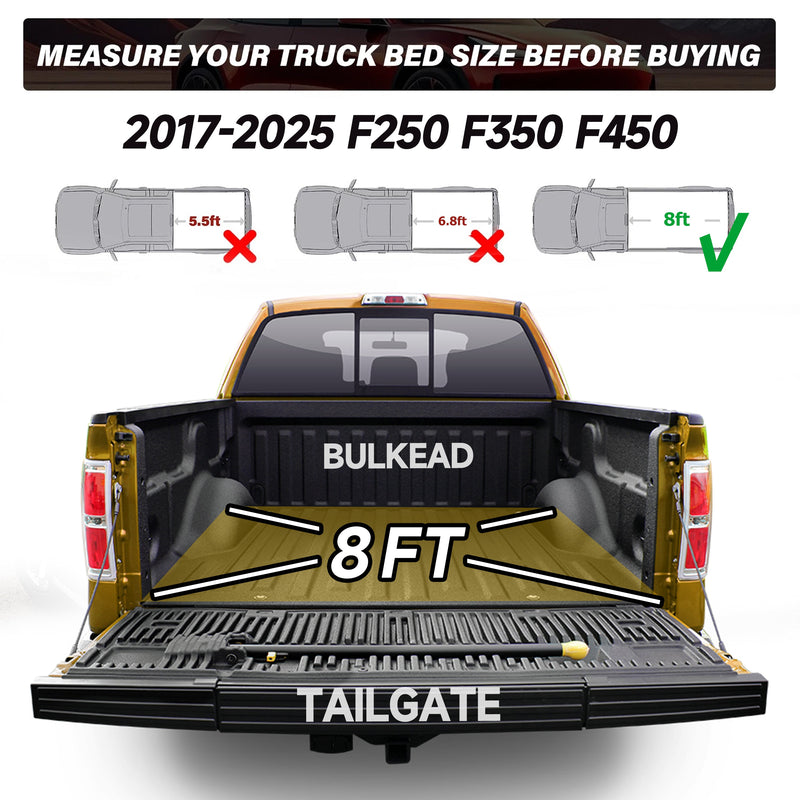 Trucktok 2017-2025 Ford F250 F350 Super Duty 8FT Soft Roll Up Tonneau Cover Bed