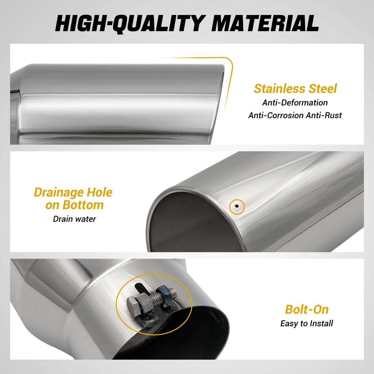 Trucktok 5" Inlet 7" Outlet 15" Overall Length Stainless Steel Bolt On Exhaust Tailpipe Tip TruckTok