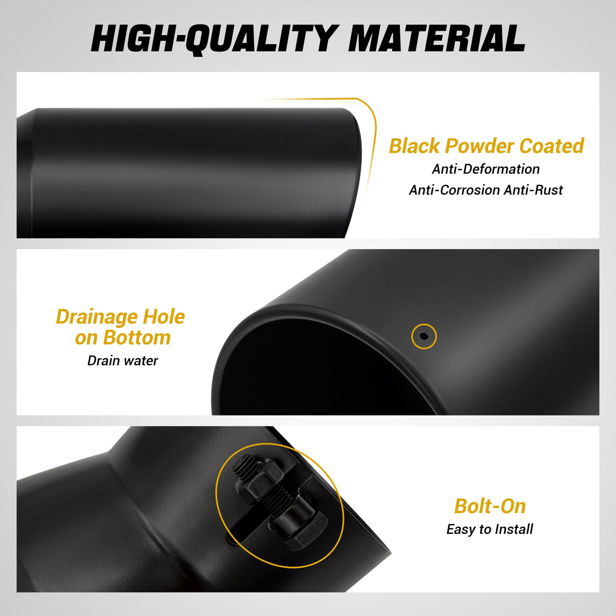 Trucktok 5" Inlet 7" Outlet 15" Overall Length Bolt On Exhaust Tailpipe Tip Black TruckTok