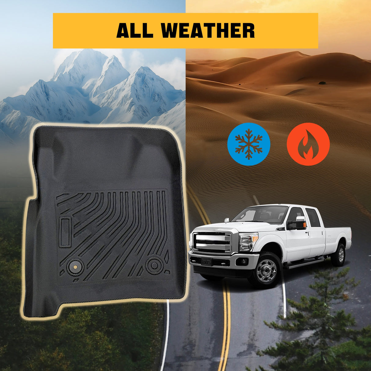 Trucktok 1999-2007 Ford F250 F350 F450 SuperCrew Cab All-Weather TPE Floor Mats TruckTok