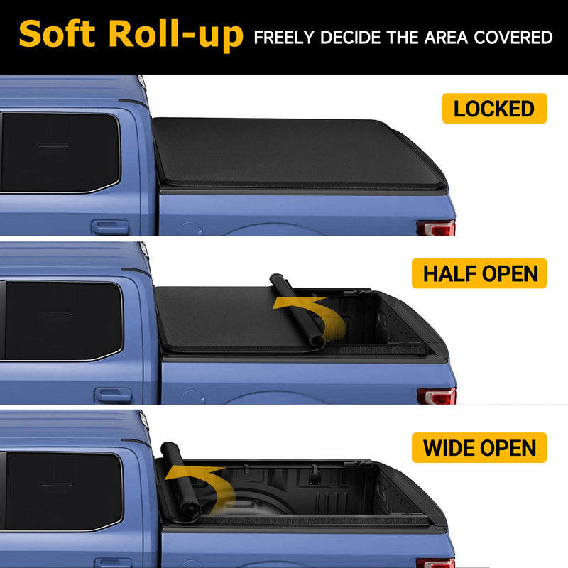 Trucktok 2004-2014 Ford F150 6.5FT Soft Roll Up Tonneau Cover Truck Bed