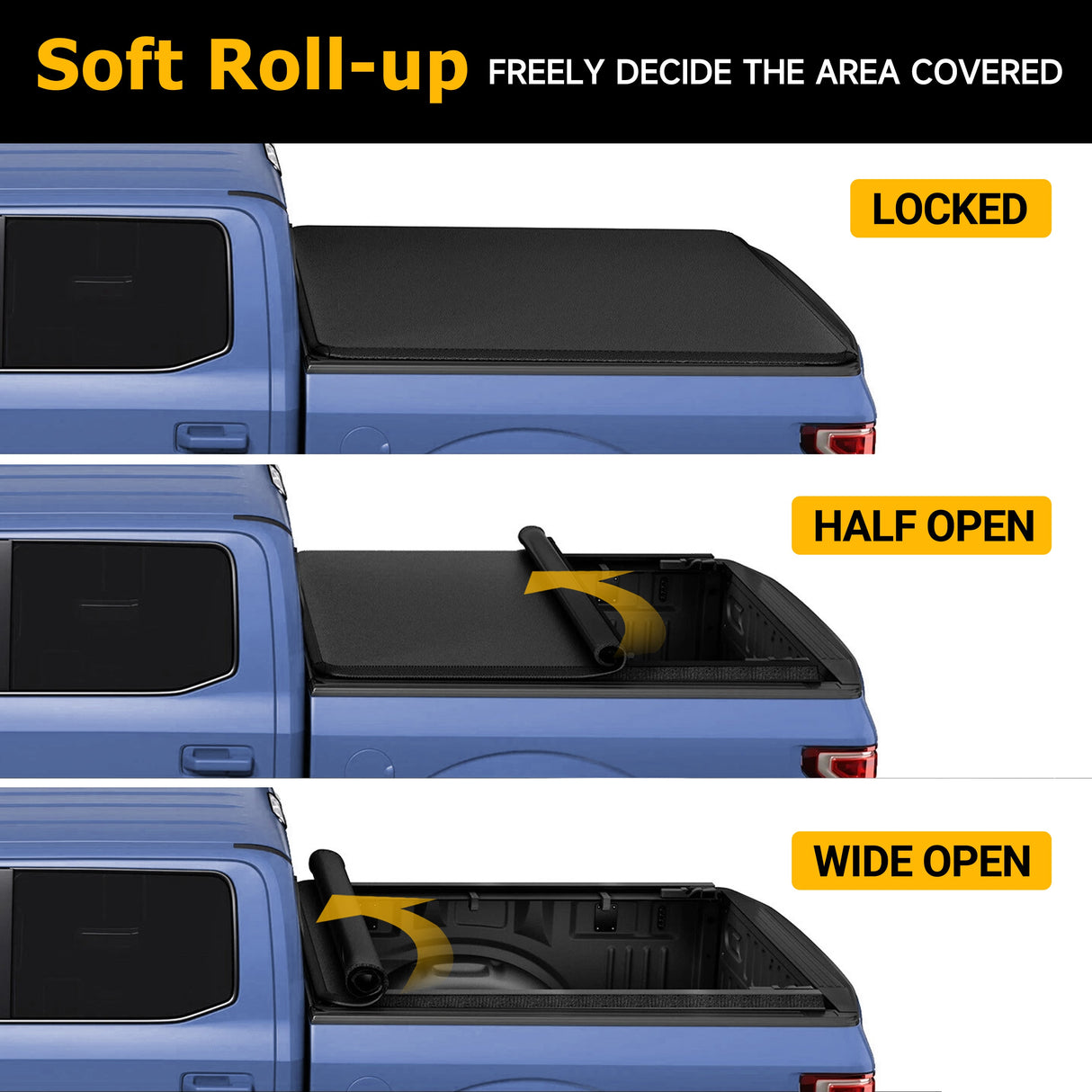 Trucktok 2004-2014 Ford F150 6.5FT Soft Roll Up Tonneau Cover Truck Bed TruckTok