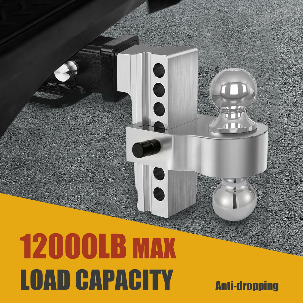 Trucktok 2" Adjustable Hitch 6" Drop/Rise 12,000 GTW with Dual Locks TruckTok