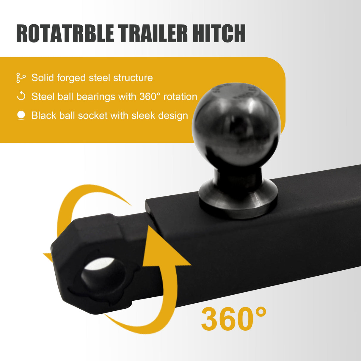 Trucktok 2" Hitch with Ball 50,600 lbs Strength & Shackle Key Lock TruckTok