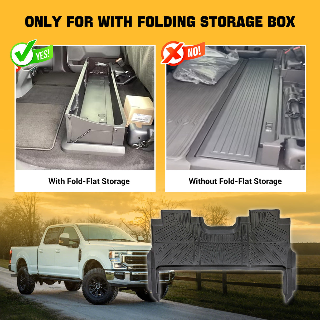 Trucktok 2015-2025 Ford F150 / F-150 Lightning SuperCrew Cab With Seat Storage All-Weather TPE Floor Mats TruckTok