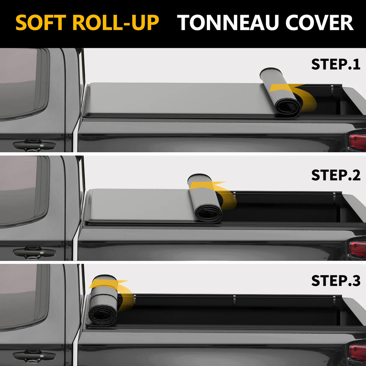 Trucktok 2020-2024 Chevy Silverado Sierra 6.8FT Soft Roll Up Tonneau Cover Bed