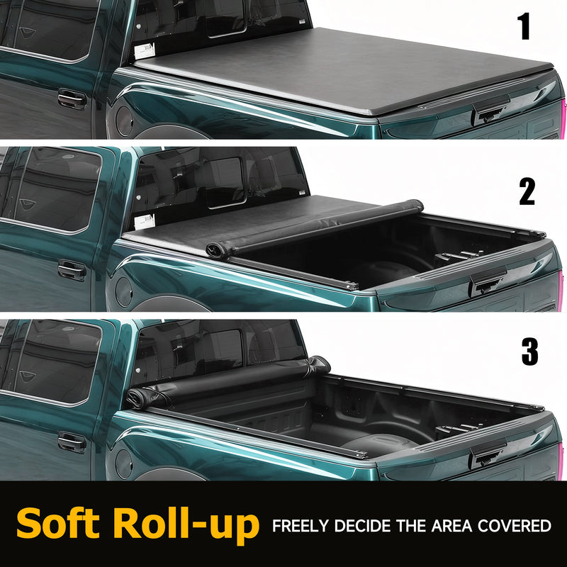 Trucktok 2017-2025 Ford F250 F350 Super Duty 6.8FT Soft Roll Up Tonneau Cover Truck Bed