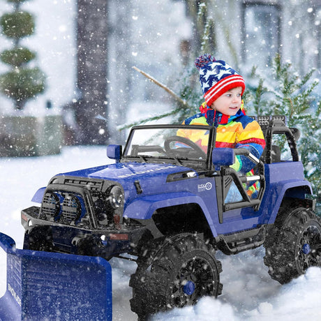24V Ride-On Snow SUV Toy with Plow, Scoop, and Parental Remote Control