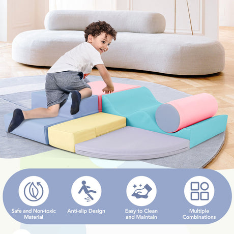 Soft Climb and Crawl Foam Playset 6-in-1 Soft Play Equipment for Active Play