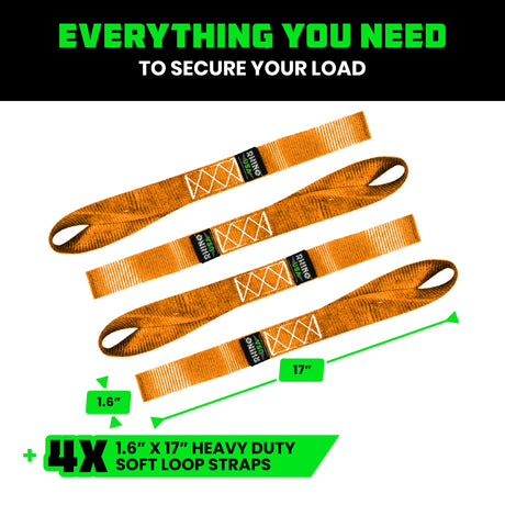 1.6" x 17" Soft Loop Tie-Down Straps (4-Pack)