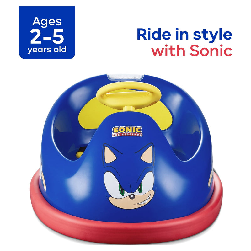 6V Battery-Powered Sonic Hedgehog Bumper Car for Kids Ages 2 and Up