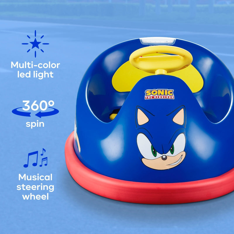 Sonic Hedgehog Electric Bumper Car for Kids 2-Speed 360-Degree Turning