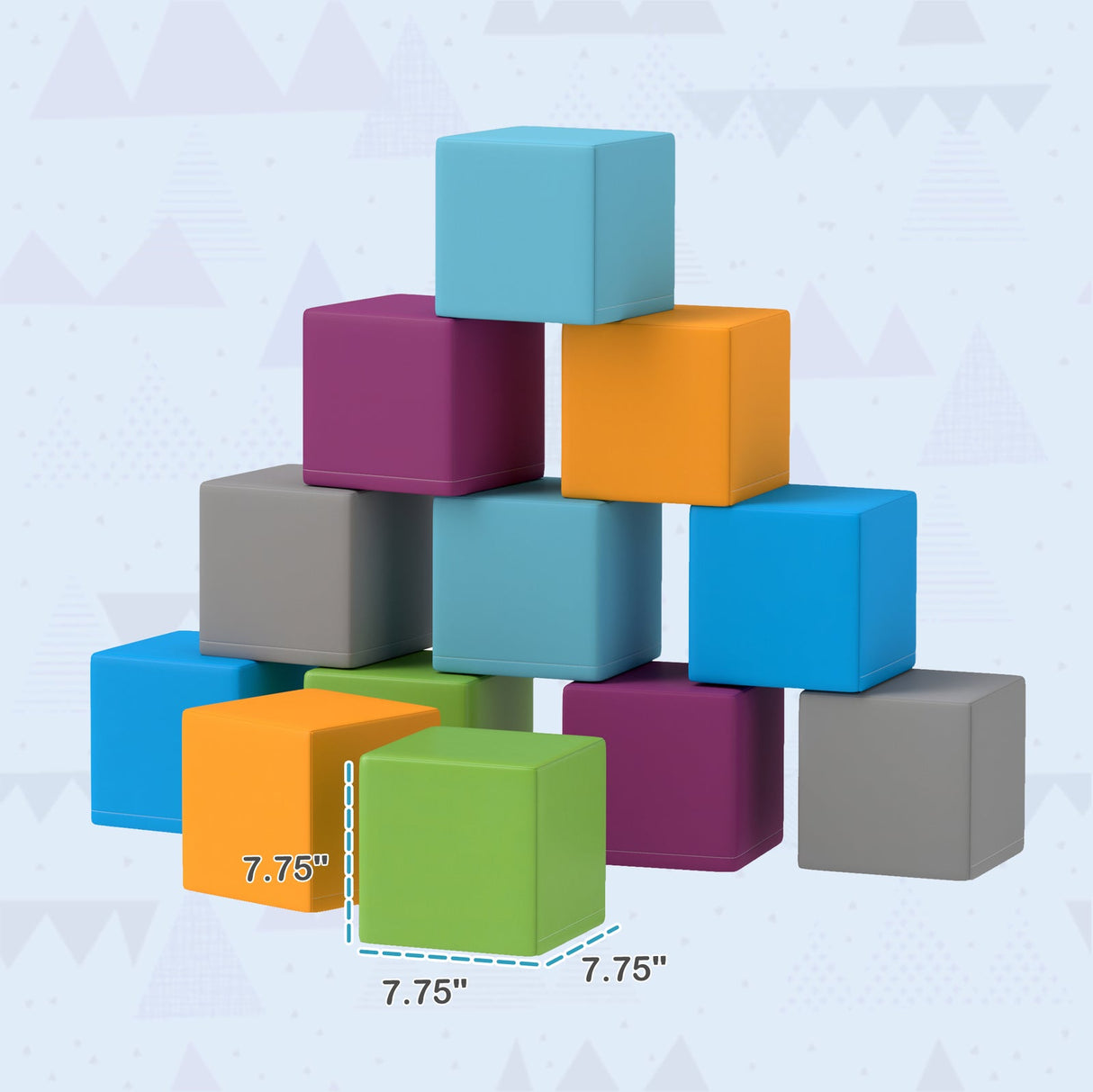 12-Piece Soft Foam Building and Stacking Blocks Toy Set