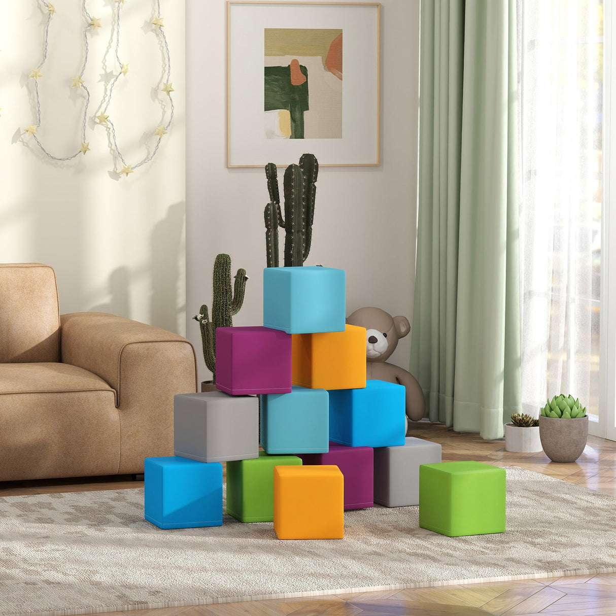 12-Piece Soft Foam Building and Stacking Blocks Toy Set
