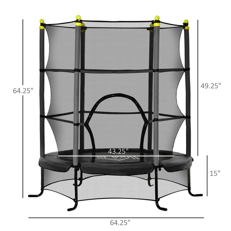 5.3' Kids Indoor Trampoline 64" with Safety Enclosure
