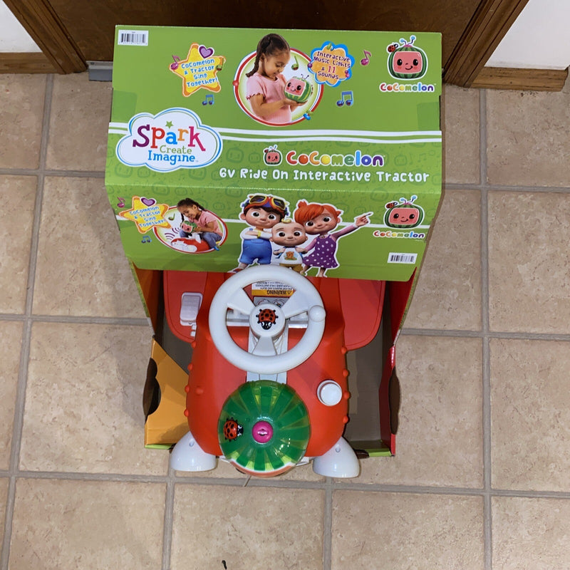 Interactive CoComelon 6V Ride-On Tractor Toy for Kids Ages 1.5-3 Years