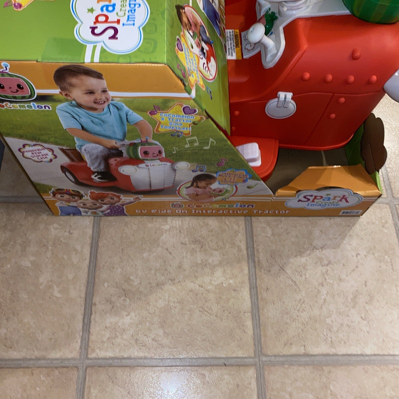 Interactive CoComelon 6V Ride-On Tractor Toy for Kids Ages 1.5-3 Years