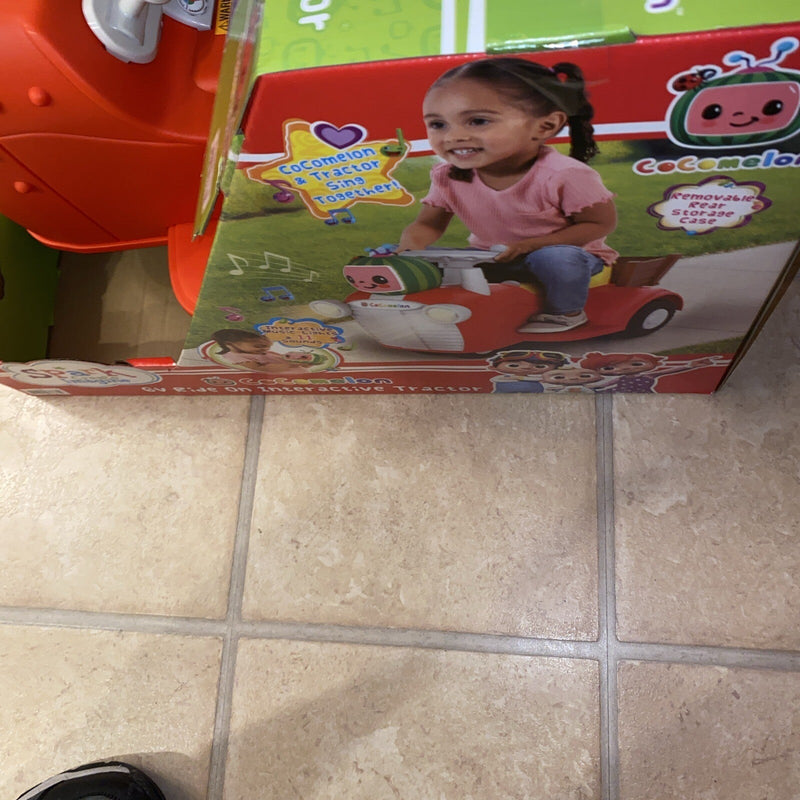 Interactive CoComelon 6V Ride-On Tractor Toy for Kids Ages 1.5-3 Years